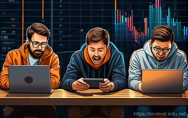 코인 펌프앤덤프 사기 사례 - **Prompt 1: The Crypto Pump and Dump Trap**
    A dynamic illustration depicting the artificial infl...