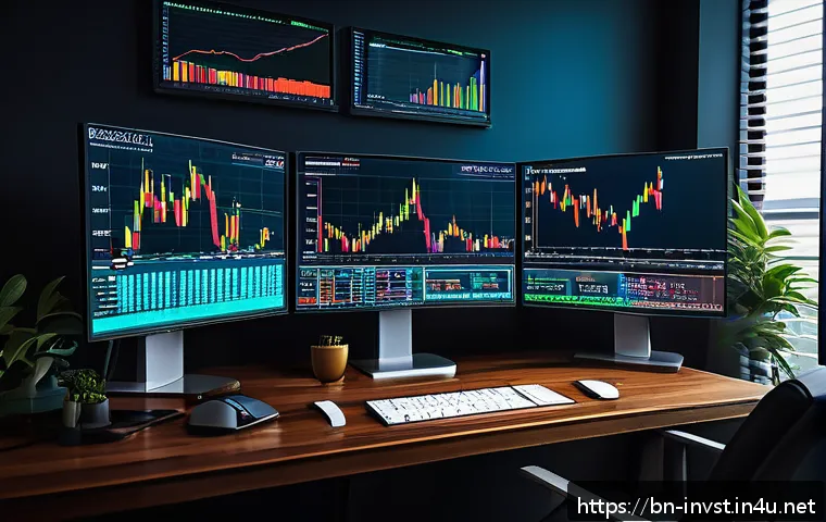 알트코인 투자 전략 - A detailed digital illustration of a sophisticated cryptocurrency trading setup focused on altcoins,...