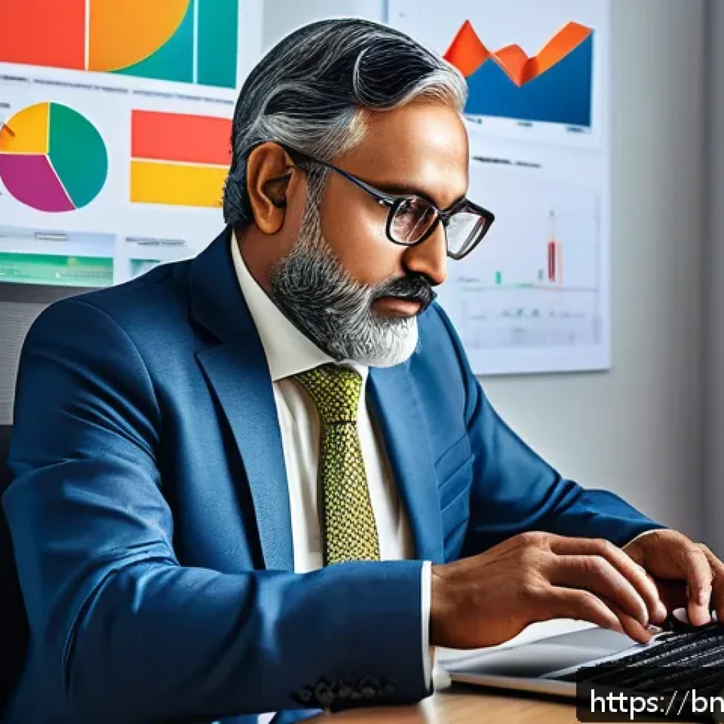 주식 ETF로 연금 준비 - A detailed and vibrant illustration of a Bengali investor thoughtfully managing a diversified portfo...