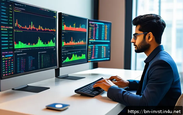 코인 거래소 API 활용법 - A modern digital workspace showcasing a software developer coding an automated cryptocurrency tradin...